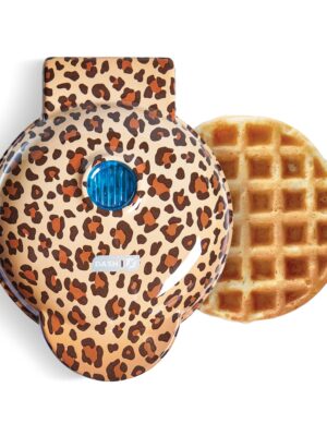 Mini Waffle Maker with Leopard Print