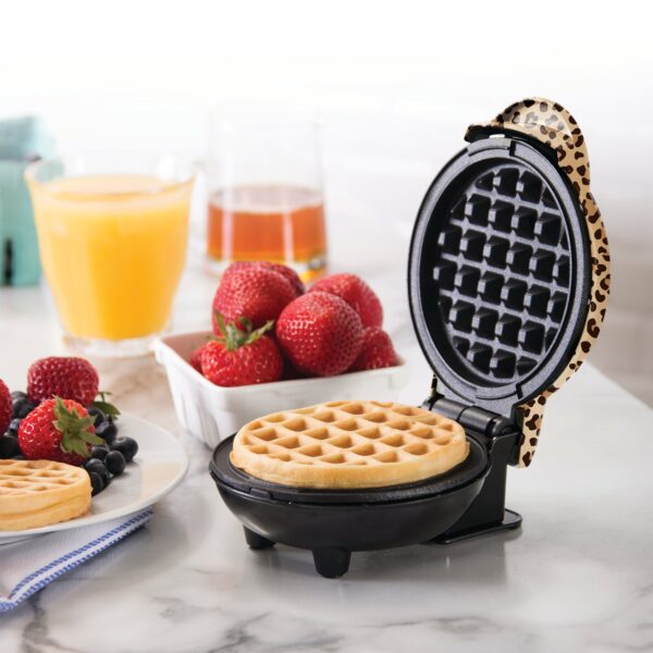 Mini Waffle Maker with Leopard Print