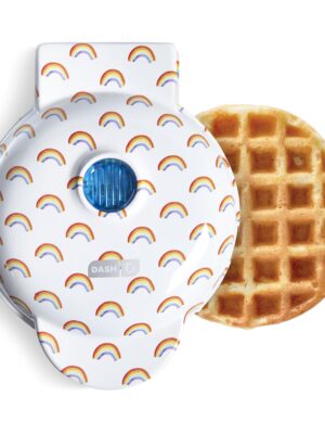 Mini Waffle Maker with Rainbow Print