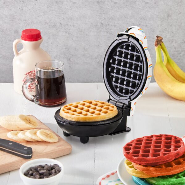 Mini Waffle Maker with Rainbow Print