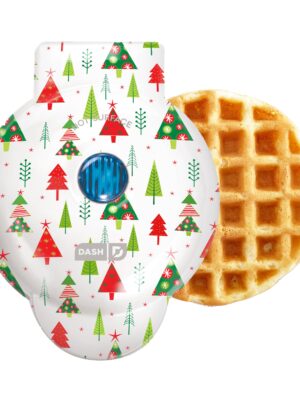 Mini Waffle Maker White with Trees Print