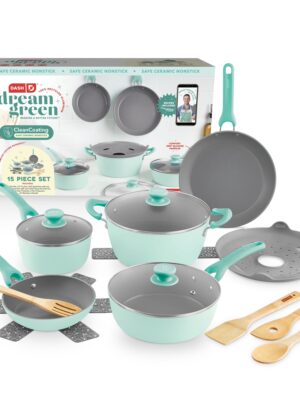 Dream Green Recycled Aluminum 15pc Cookware Set