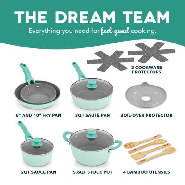 Dream Green Recycled Aluminum 15pc Cookware Set